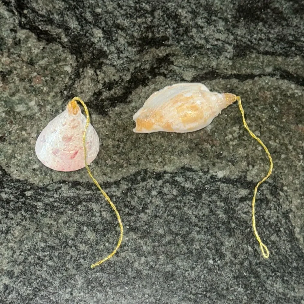 seashell sparkly ornaments  set of 2